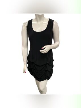 Bali Black Sleeveless Ruffled Tier Dress Size L